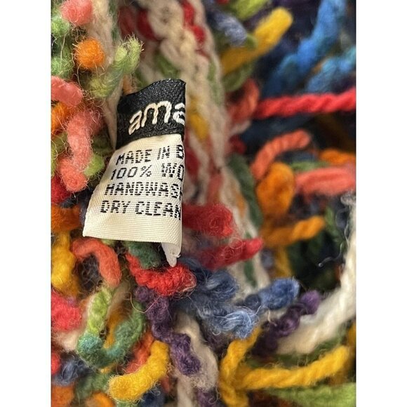 Amano Womens M Blue Denim Multicolor Wool Shag Trim Gloves Jean Jacket - Picture 10 of 11